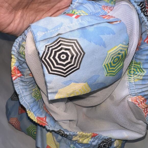 Peter Millar Swim Trunks Men Size L Blue Umbrella Legs Print Shorts Beach Preppy - Picture 11 of 16